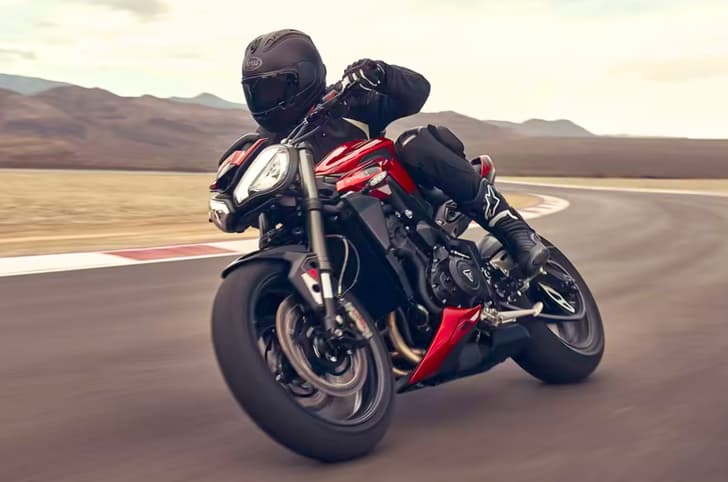 Triumph Street Triple RS right cornering shot